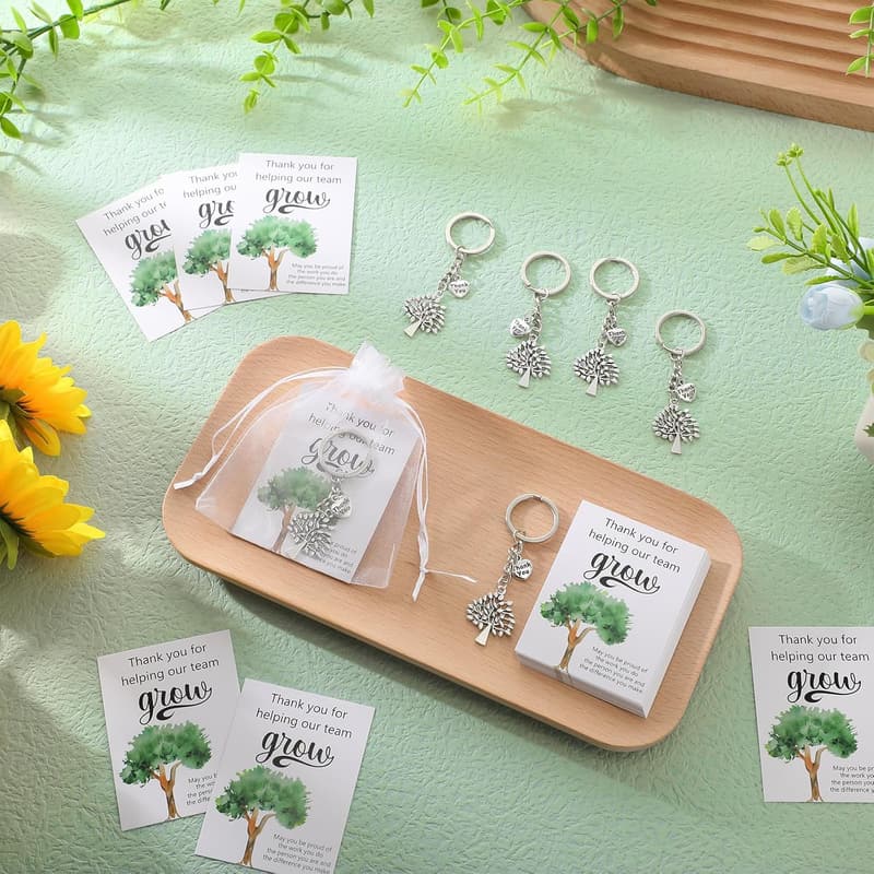 Employee Appreciation Keychain Gift Set with Thank You Card