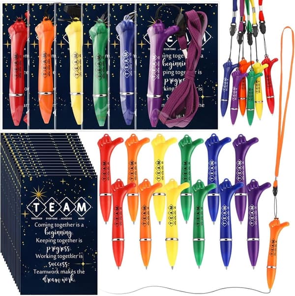 Team Building Appreciation Pens with Lanyard & Motivational Bookmarks