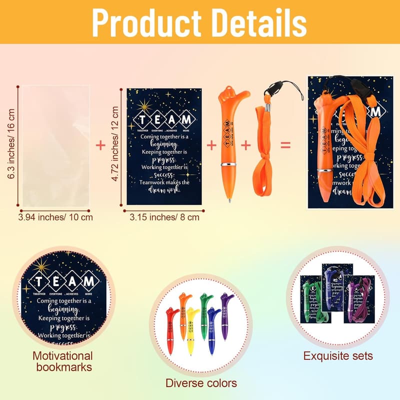 Team Building Appreciation Pens with Lanyard & Motivational Bookmarks