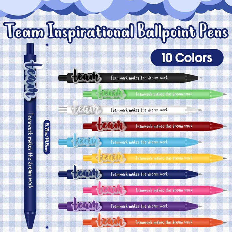 Teamwork Appreciation Pens - 30 Pcs Bulk with Inspirational Quotes