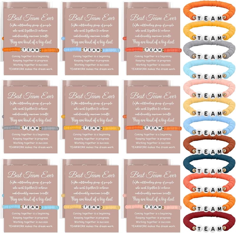 Employee Appreciation Beaded Bracelets with Thank You Cards - 24 Set