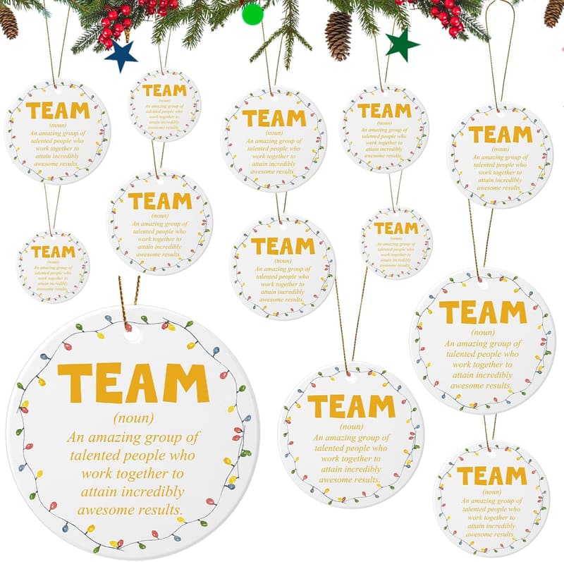 Employee Appreciation Ceramic Christmas Ornaments Set (15 Pcs)