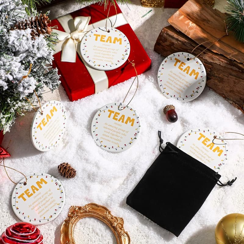 Employee Appreciation Ceramic Christmas Ornaments Set (15 Pcs)