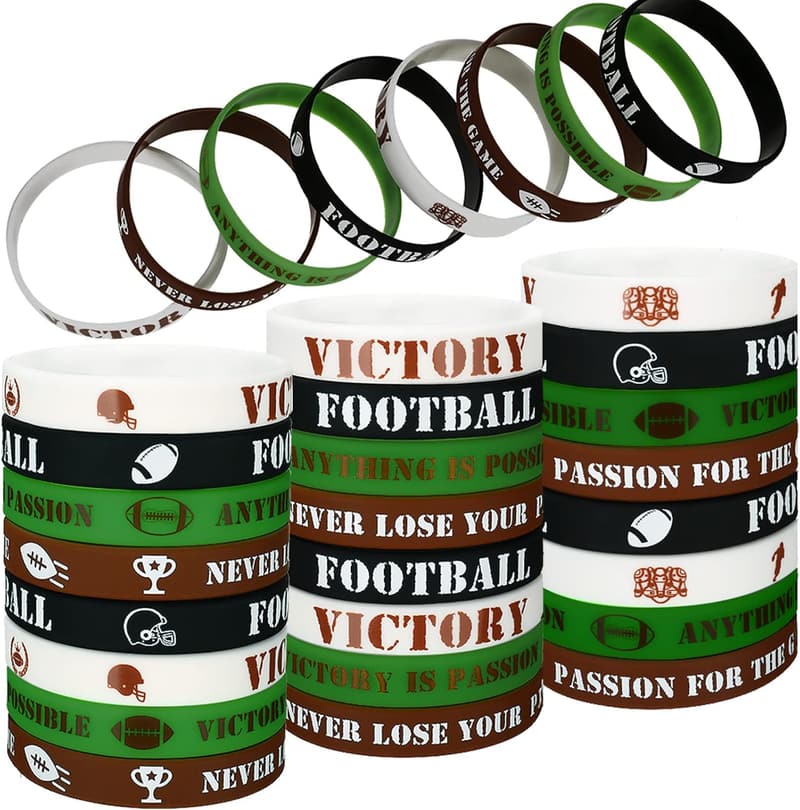Football Party Supplies: 48 Pcs Motivational Silicone Bracelets