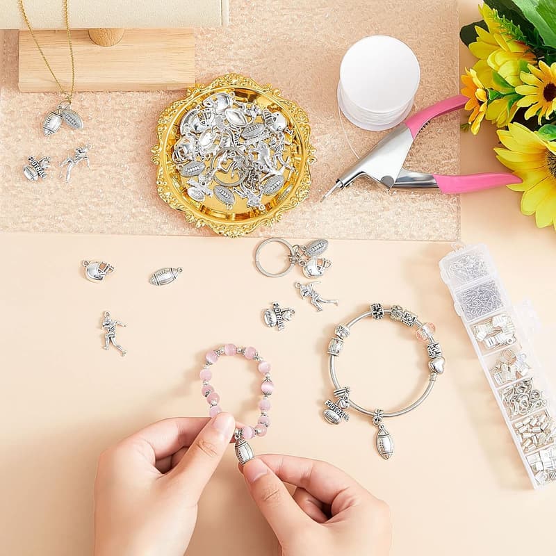 Football Charms Beads Pendants for DIY Jewelry Making
