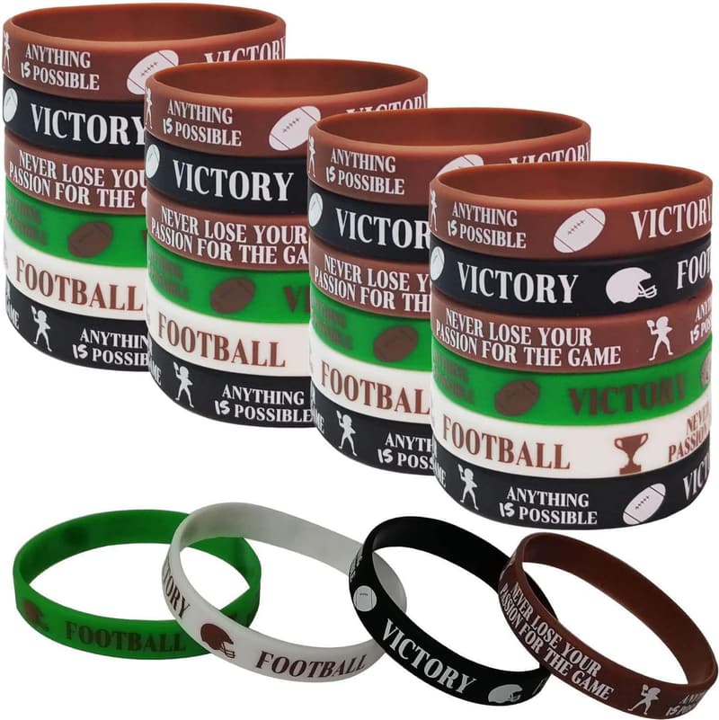 Super Bowl Football Motivational Rubber Bracelets - 36 PCS