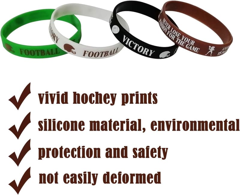 Super Bowl Football Motivational Rubber Bracelets - 36 PCS
