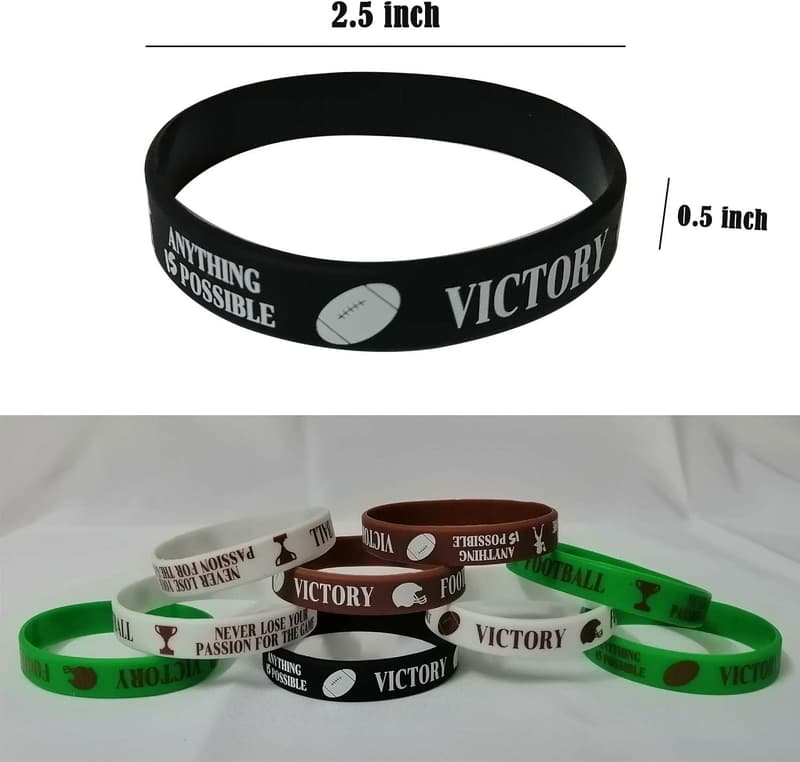 Super Bowl Football Motivational Rubber Bracelets - 36 PCS