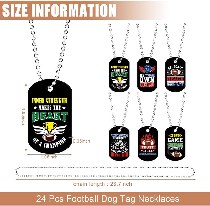Sports Inspirational Keychains & Dog Tag Necklaces Set