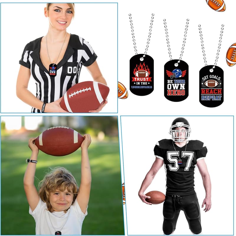 Sports Inspirational Keychains & Dog Tag Necklaces Set
