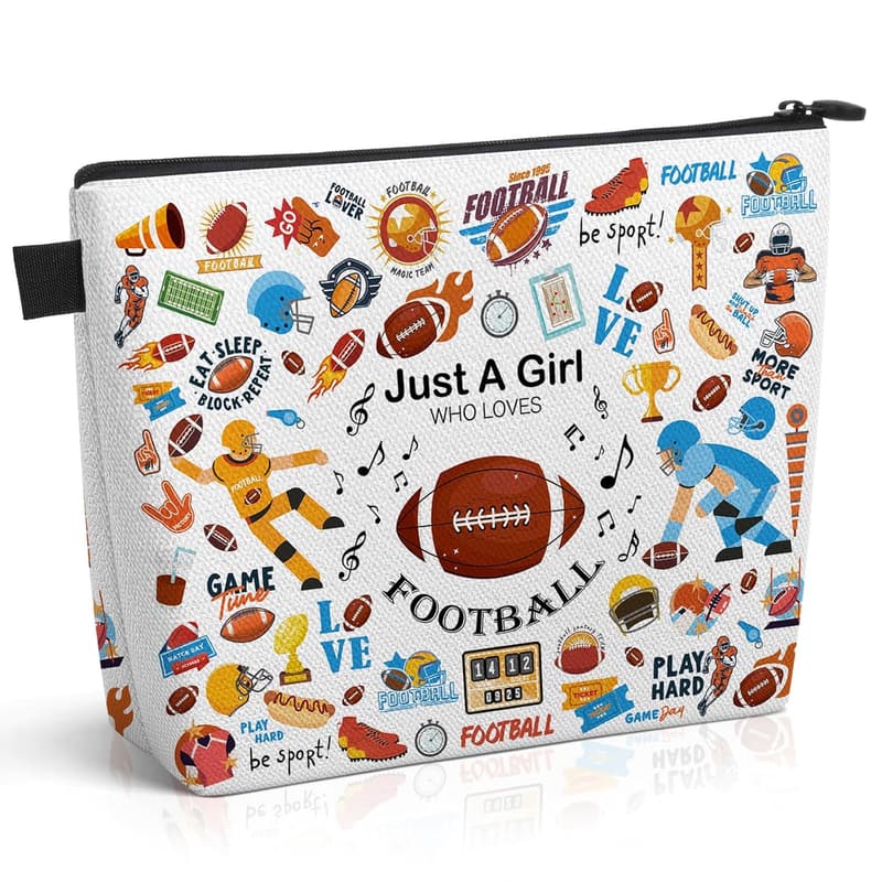 Inspirational Football Makeup Bag for Teens & Women