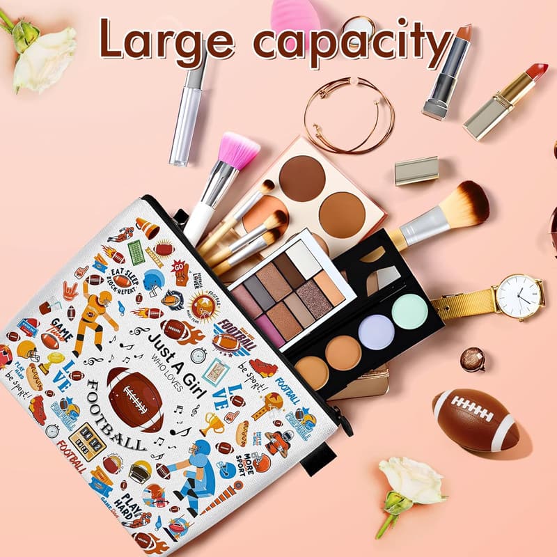 Inspirational Football Makeup Bag for Teens & Women