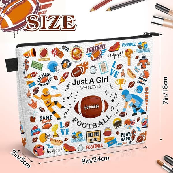 Inspirational Football Makeup Bag for Teens & Women