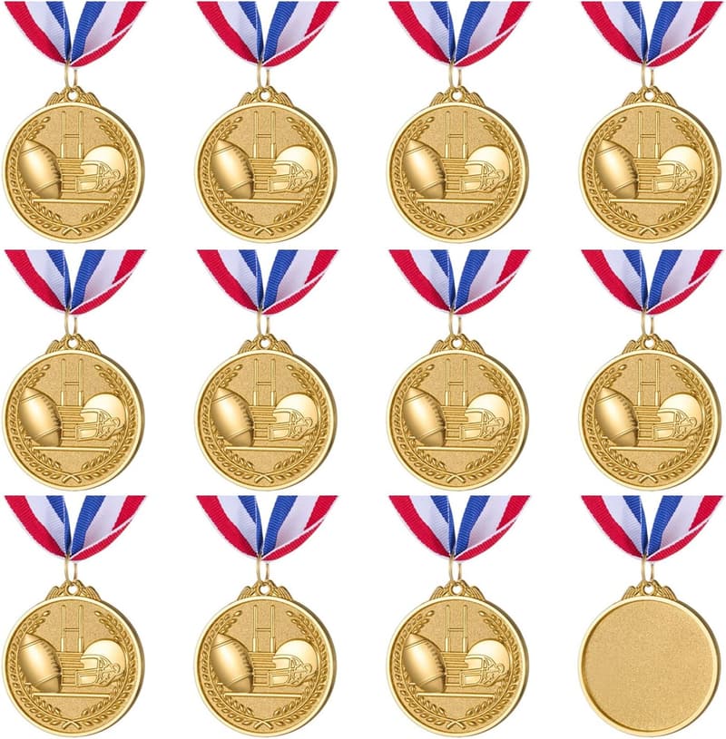 12-Pack Football Medals for Kids' Sports Awards