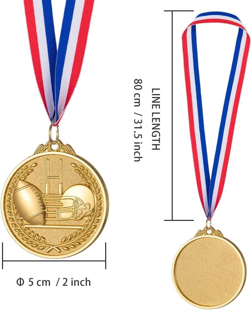 12-Pack Football Medals for Kids' Sports Awards