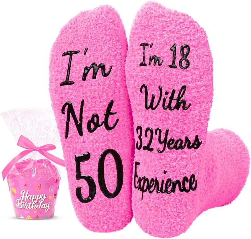 50th/60th Birthday Pink Socks for Women - Funny Gift
