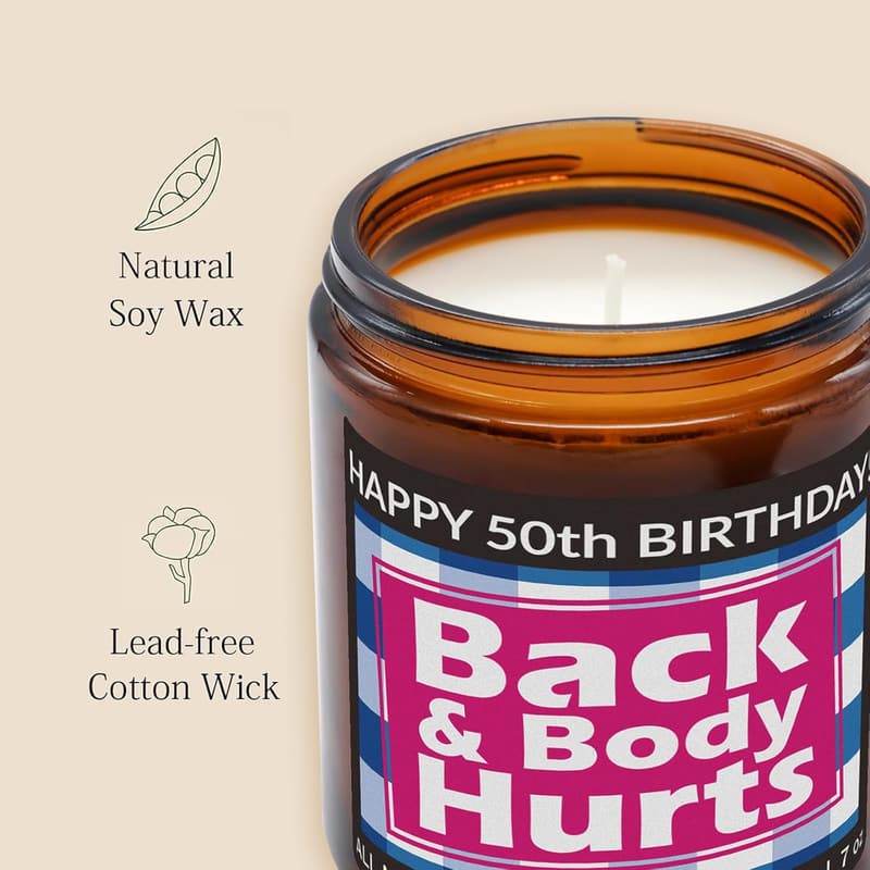 50th Birthday Funny Candle – Natural Soy Wax, Vanilla Scented