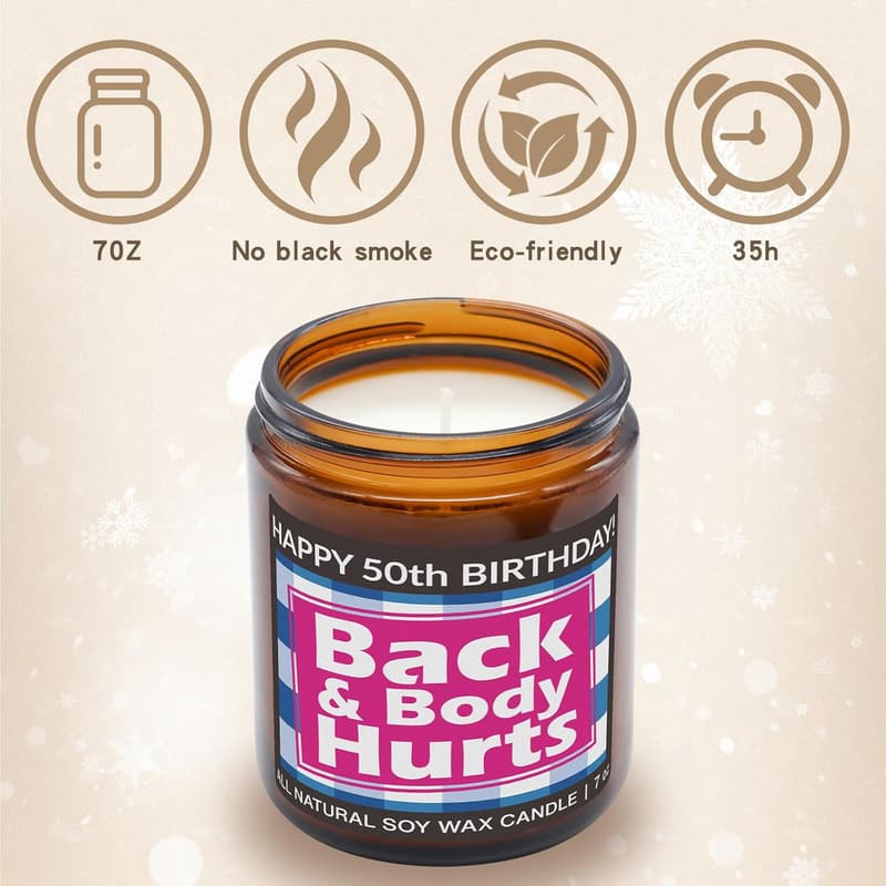 50th Birthday Funny Candle – Natural Soy Wax, Vanilla Scented