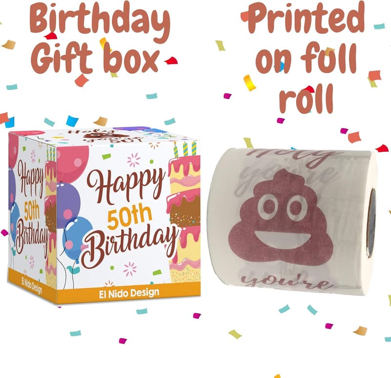 50th Birthday Prank Toilet Paper - Funny Gag Gift for Couples