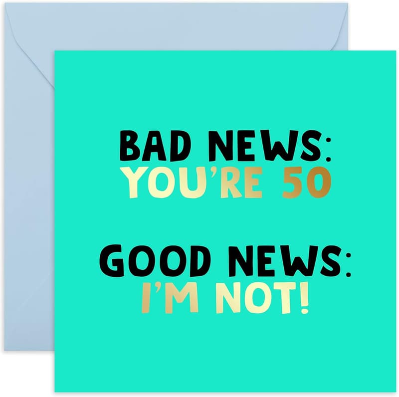 50th Birthday Card for Women - 'Bad News You're 50'