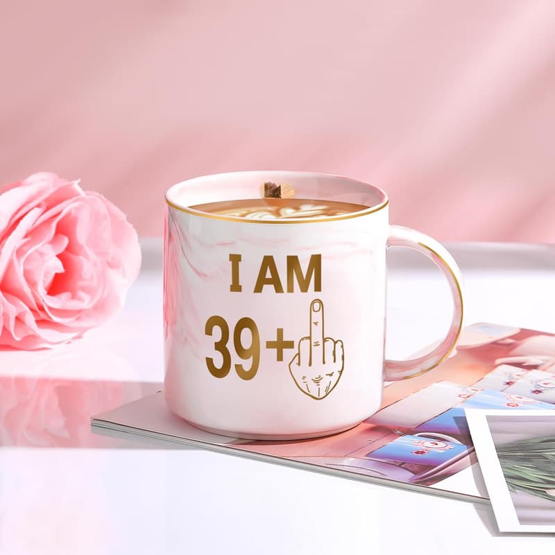 Funny 40th Birthday Gift Set for Women - Mug, Card, Makeup Bag