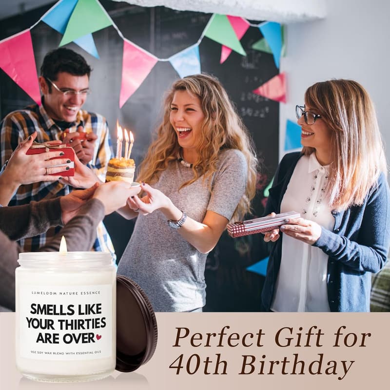 40th Birthday Lavender Scented Soy Candle - 9oz Gift for Women