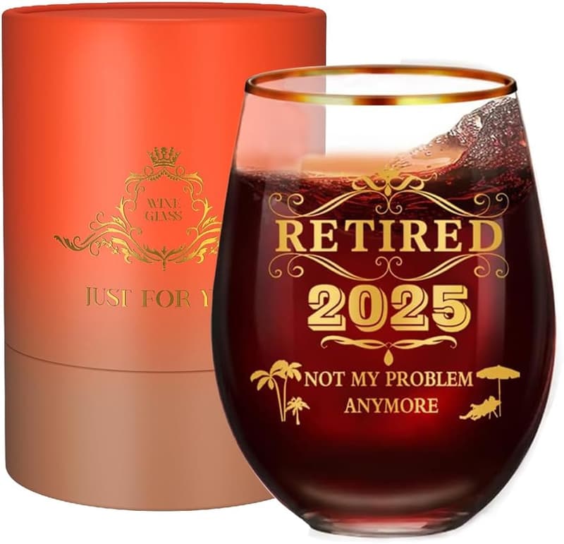 Retirement Gift - Personalized Stemless Wine Glass for Coworkers