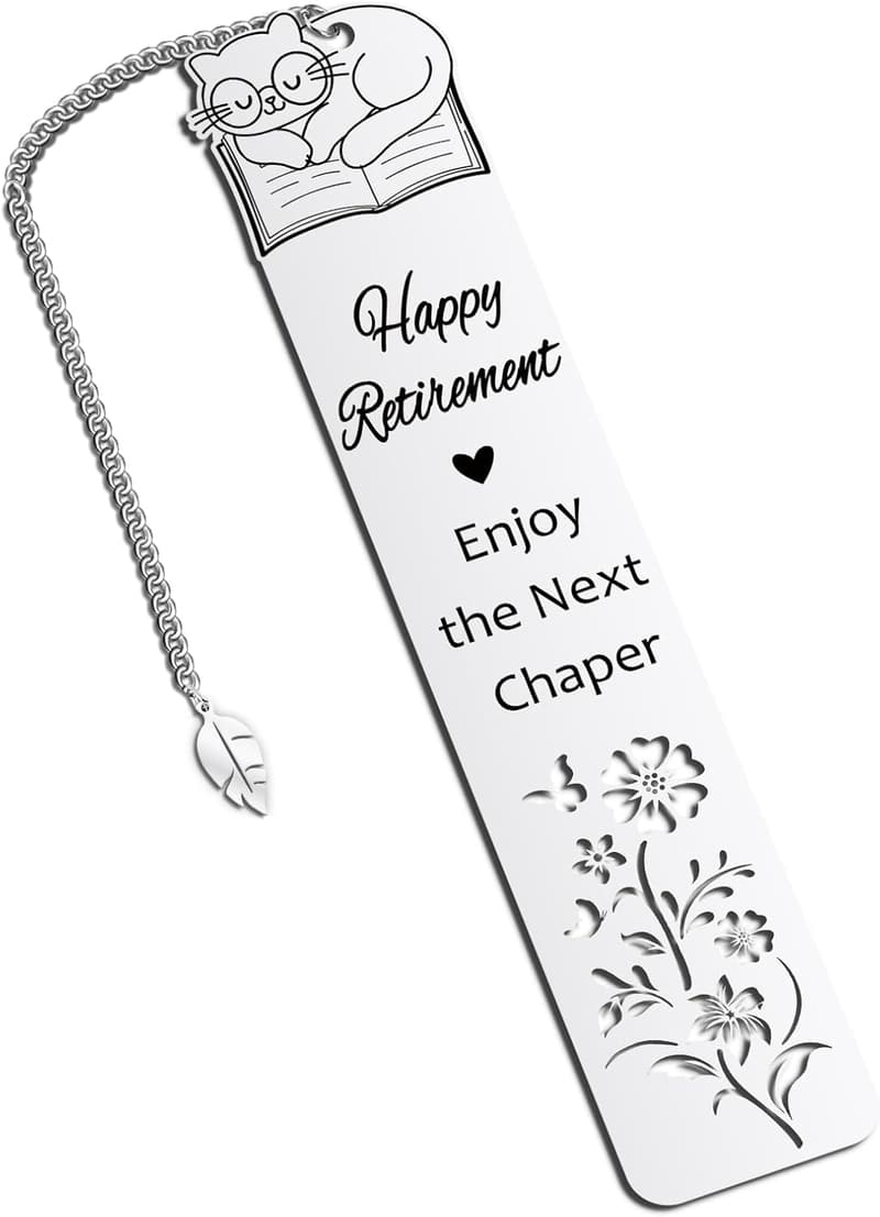 Retirement Bookmark Gift for Teachers & Friends, Cat Shape