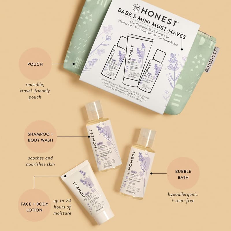 Travel Size Lavender Bathtime Essentials Gift Set for Babies