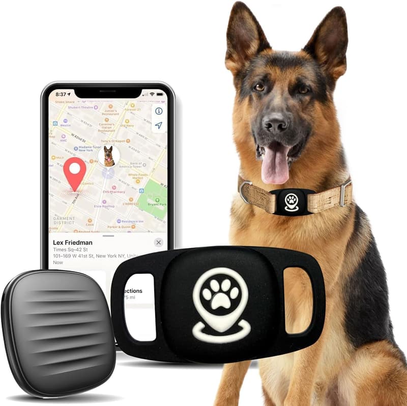 Smart Dog Location Tracker - MFi Certified, No Monthly Fee, Black