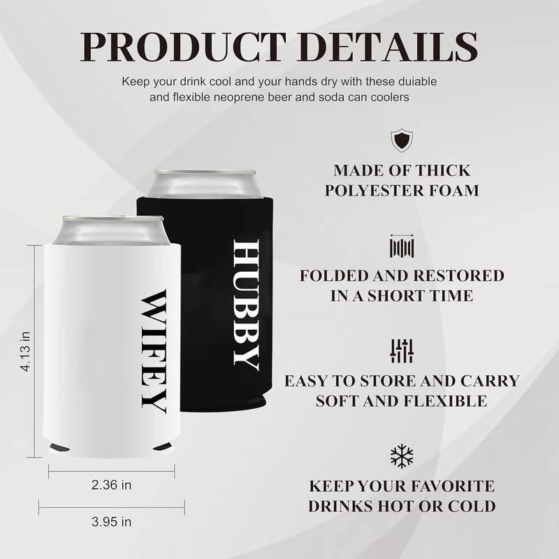 Honeymoon Gifts - Hubby and Wifey Novelty Can Cooler
