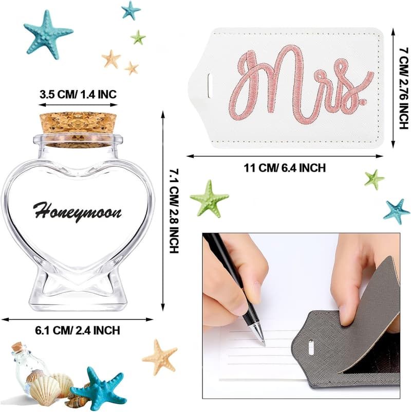 Just Married Luggage Tag Set with Keepsake Jar for Couples