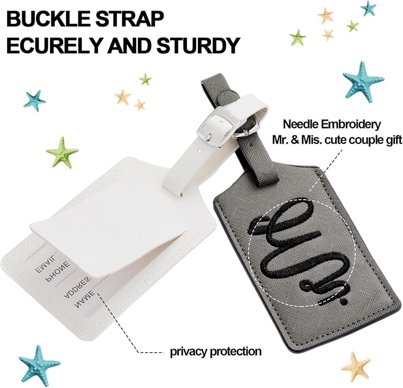 Just Married Luggage Tag Set with Keepsake Jar for Couples