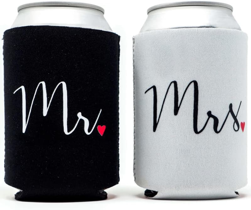 Just Married Wedding Can Coolers for Newlyweds