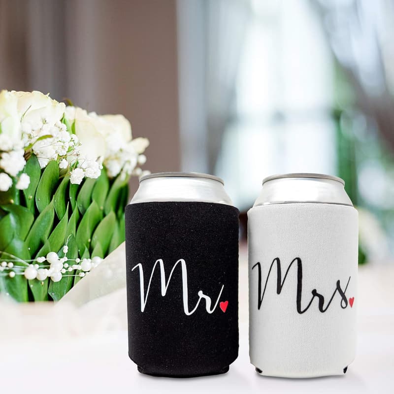 Just Married Wedding Can Coolers for Newlyweds