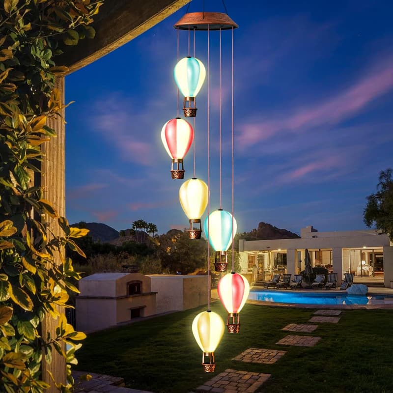 Birthday Solar Hot Air Balloon Wind Chimes for Women