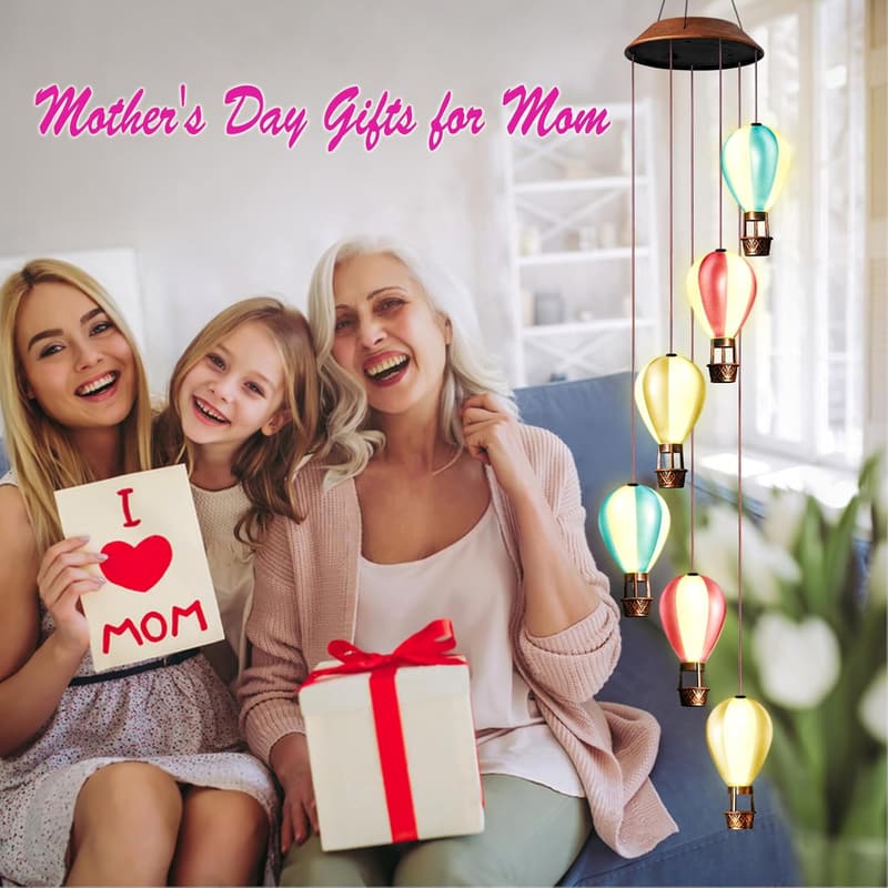 Birthday Solar Hot Air Balloon Wind Chimes for Women