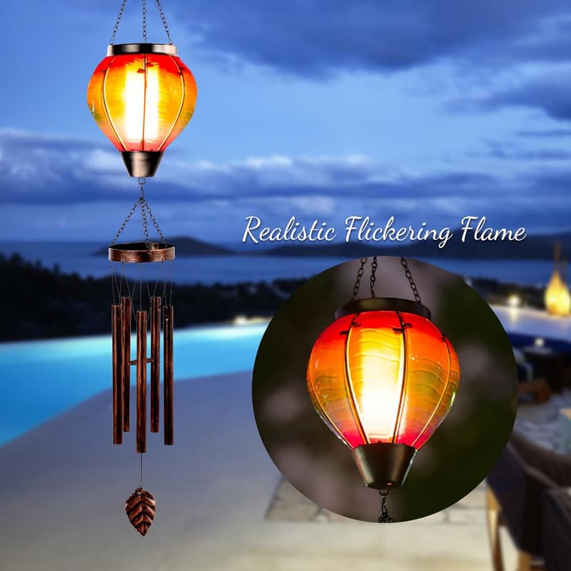 Solar Hot Air Balloon Wind Chimes for Mother's Garden Decor