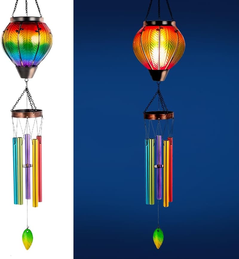 Mother's Day Solar Glass Hot Air Balloon Wind Chimes