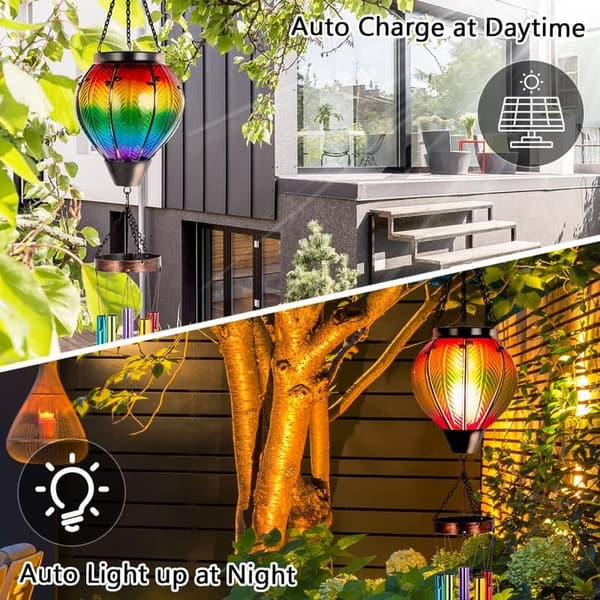 Mother's Day Solar Glass Hot Air Balloon Wind Chimes
