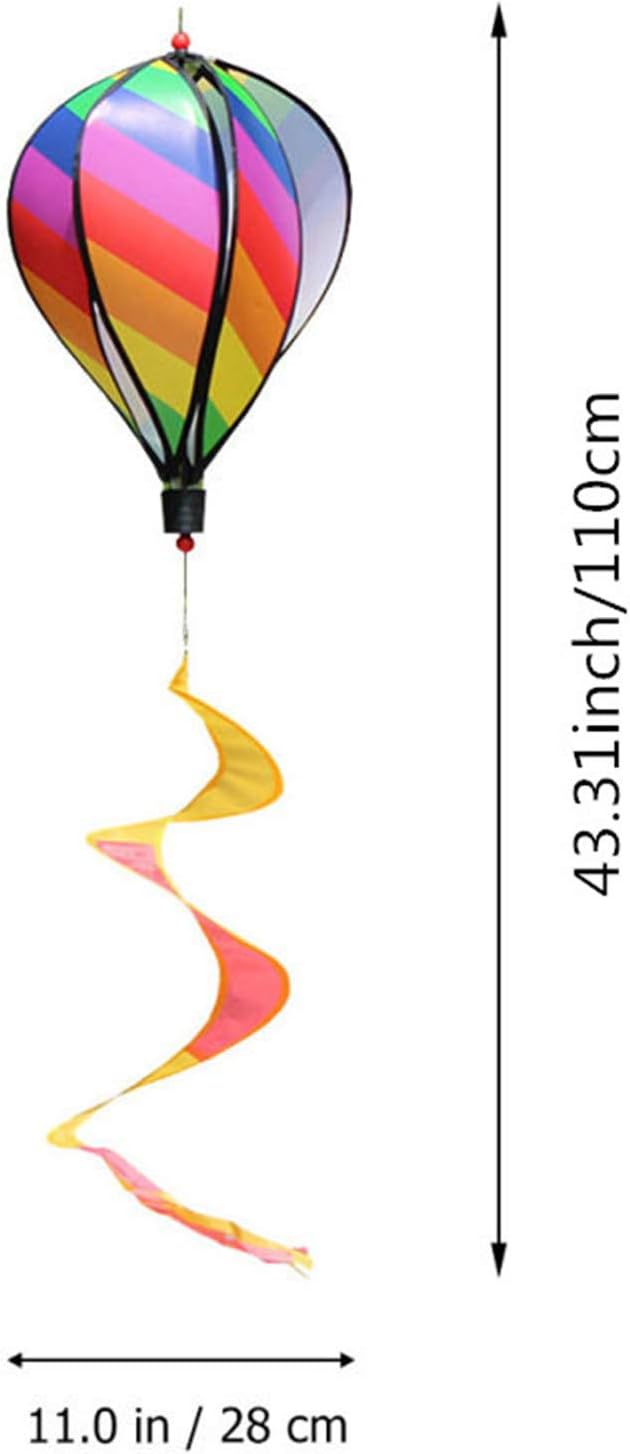 Rainbow Hot Air Balloon Wind Spinner - 3-Piece Outdoor Decor