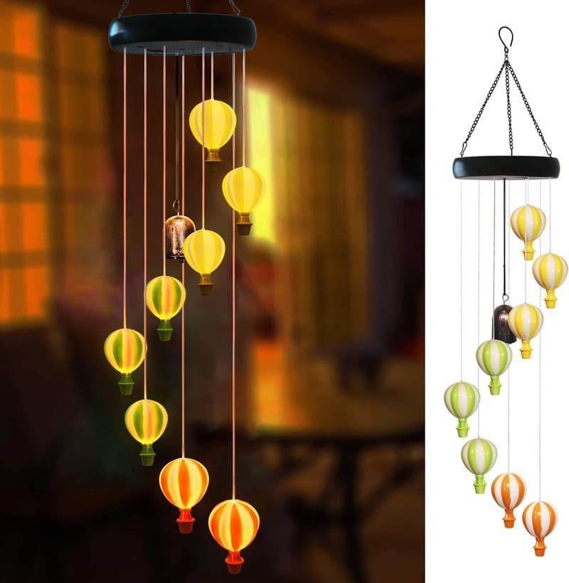 Mother's Day Hot Air Balloon LED Wind Chimes for Outdoor Decor