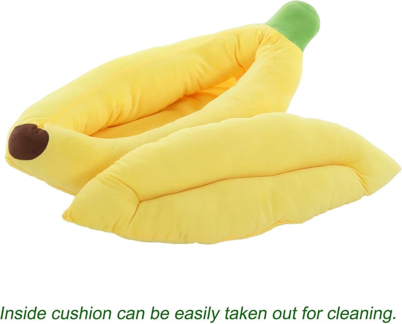 Cute Plush Banana Pet Bed for Small Dogs and Cats