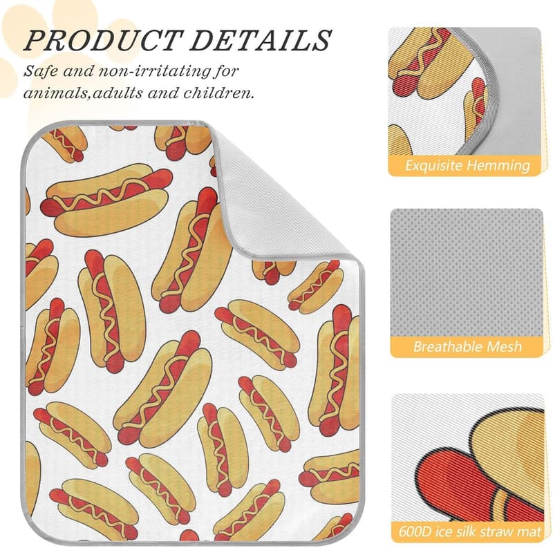 Rectangle Ice Silk Pet Cooling Pad with Wheat Buns Design, Medium 23x38”