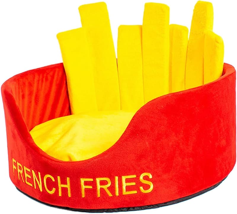Cat & Small Dog Warm Cave Nest Pet Bed - French Fries Design