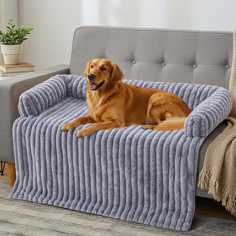 Large Washable Fluffy Dog Bed for Couch - Light Gray 41x37