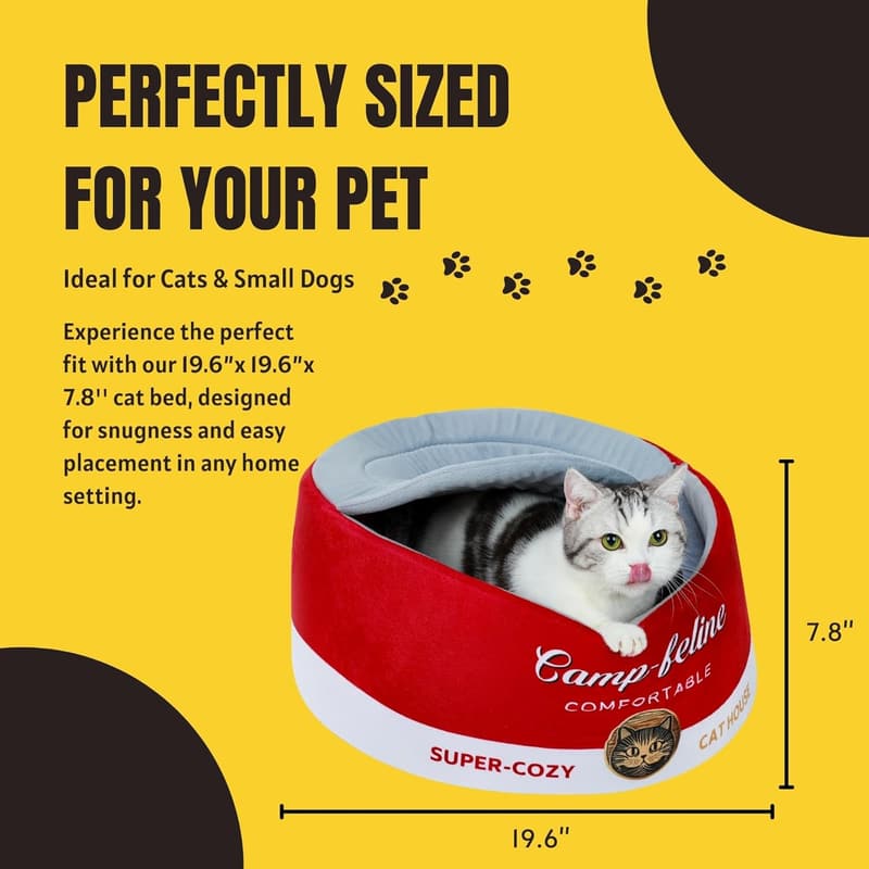 Cozy Can-Shaped Cat Bed with Privacy Cover for Cats & Small Dogs