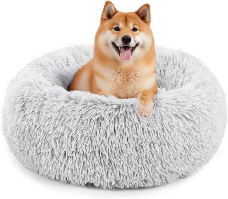 Cozy Plush Round Pet Bed for Dogs & Cats - Anti-Anxiety, 24
