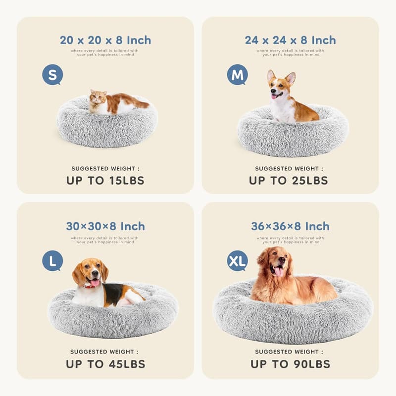 Cozy Plush Round Pet Bed for Dogs & Cats - Anti-Anxiety, 24