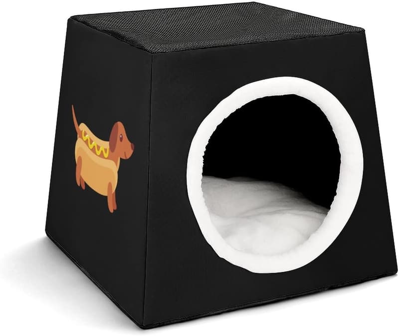 Dachshund Hot Dog Bun Soft Cave Bed for Small Pets